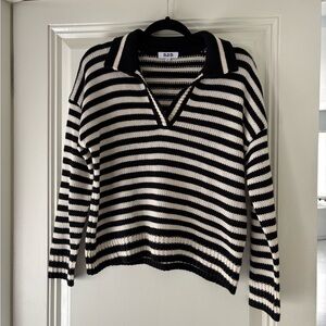 525 America Black and White Striped Women's Sweater